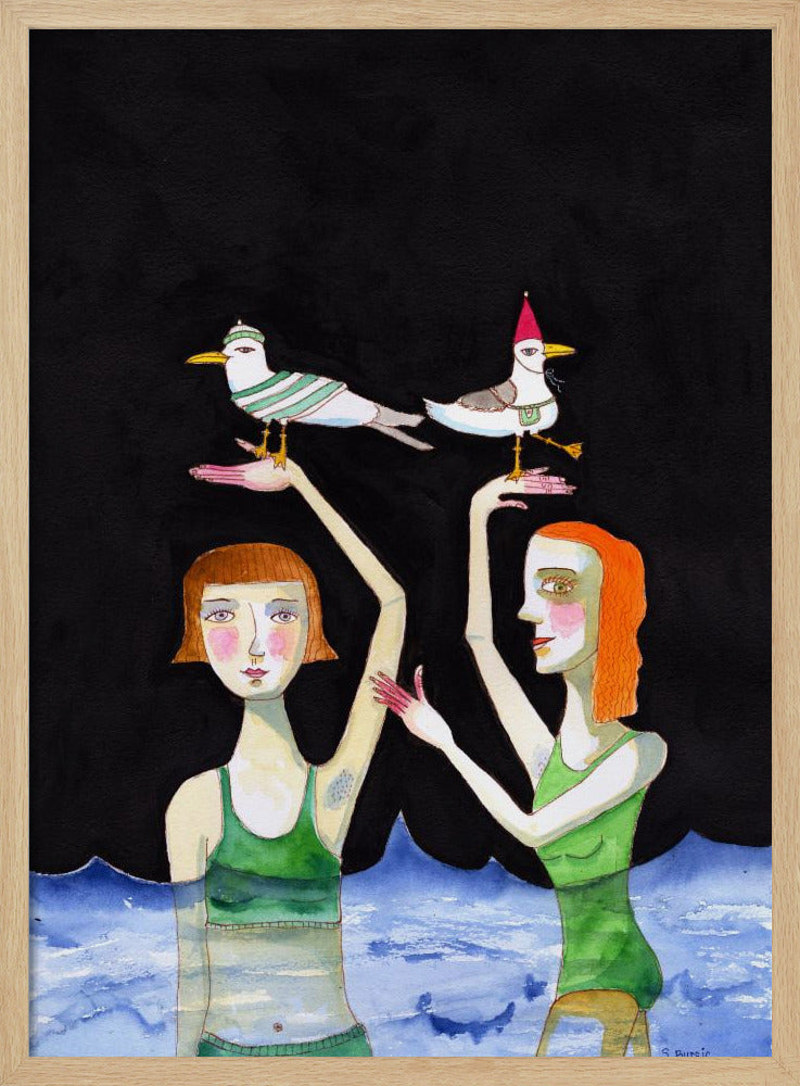 Beste Freunde schwimmen mit Vögeln | Poster