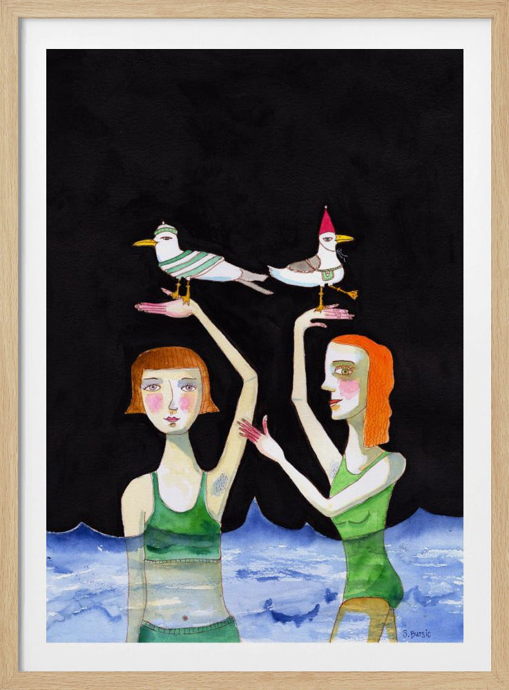 Beste Freunde schwimmen mit Vögeln | Poster