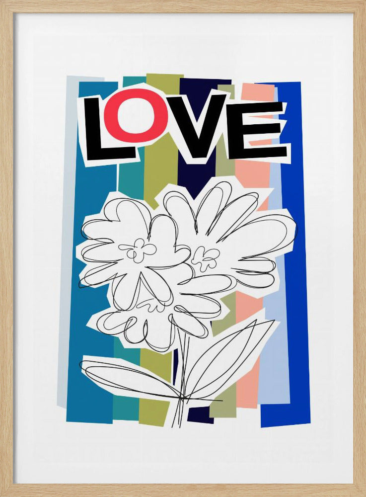 Kritzelblume Blau | Poster