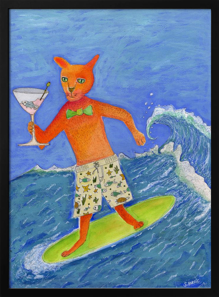 Surfende Cocktailkatze | Poster
