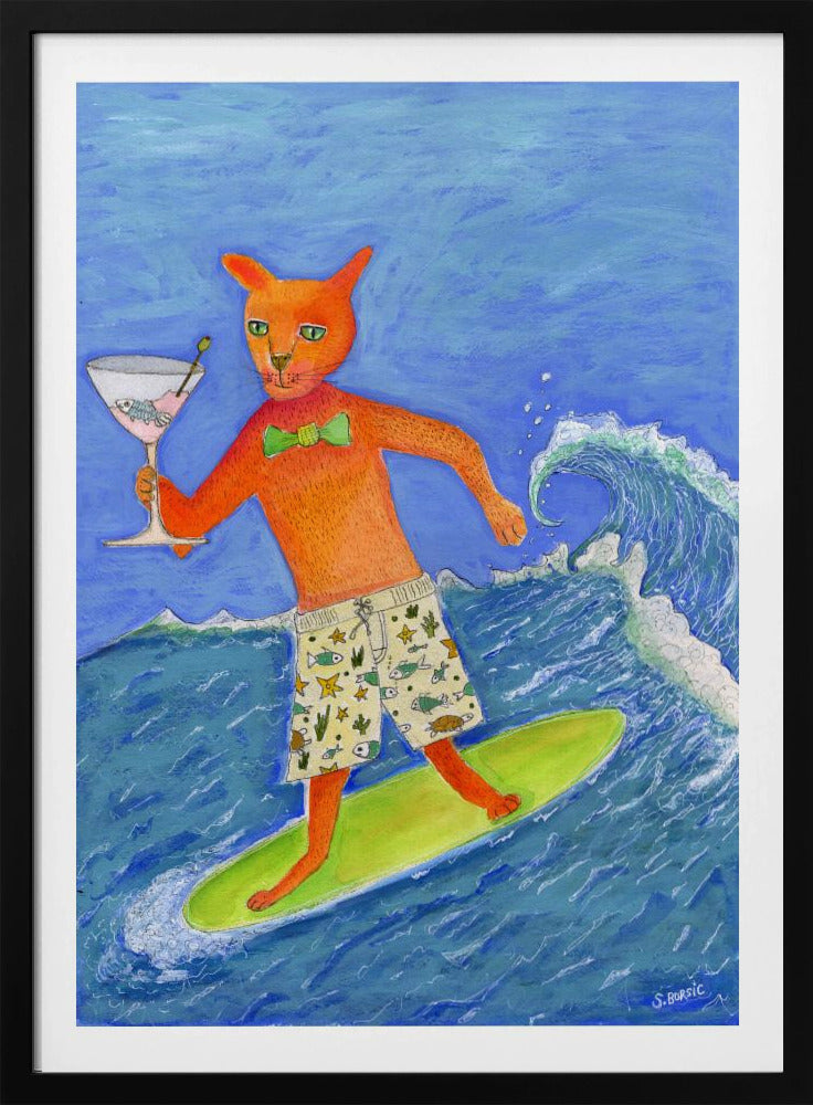 Surfende Cocktailkatze | Poster