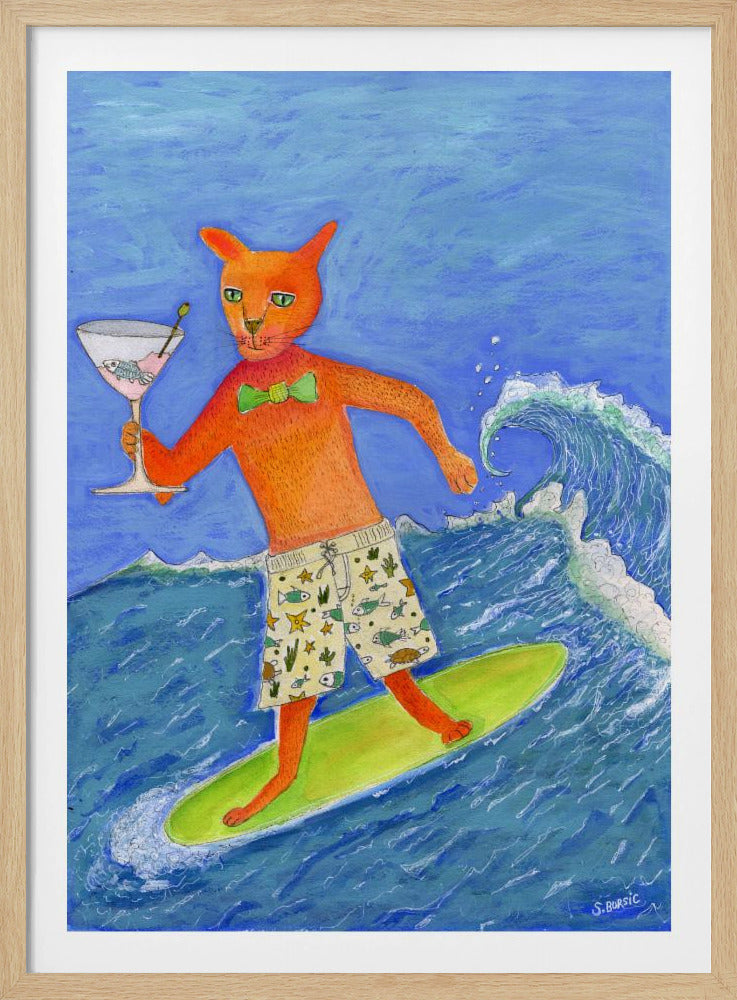 Surfende Cocktailkatze | Poster