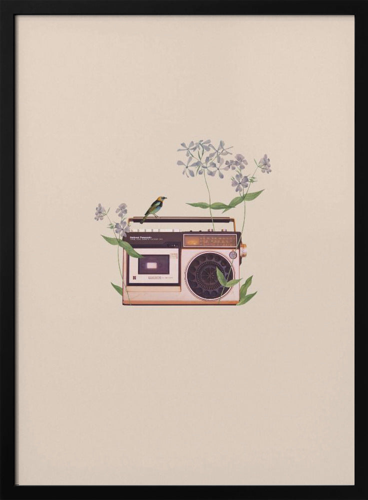 Vintage-Radio mit Blumenmuster | Poster