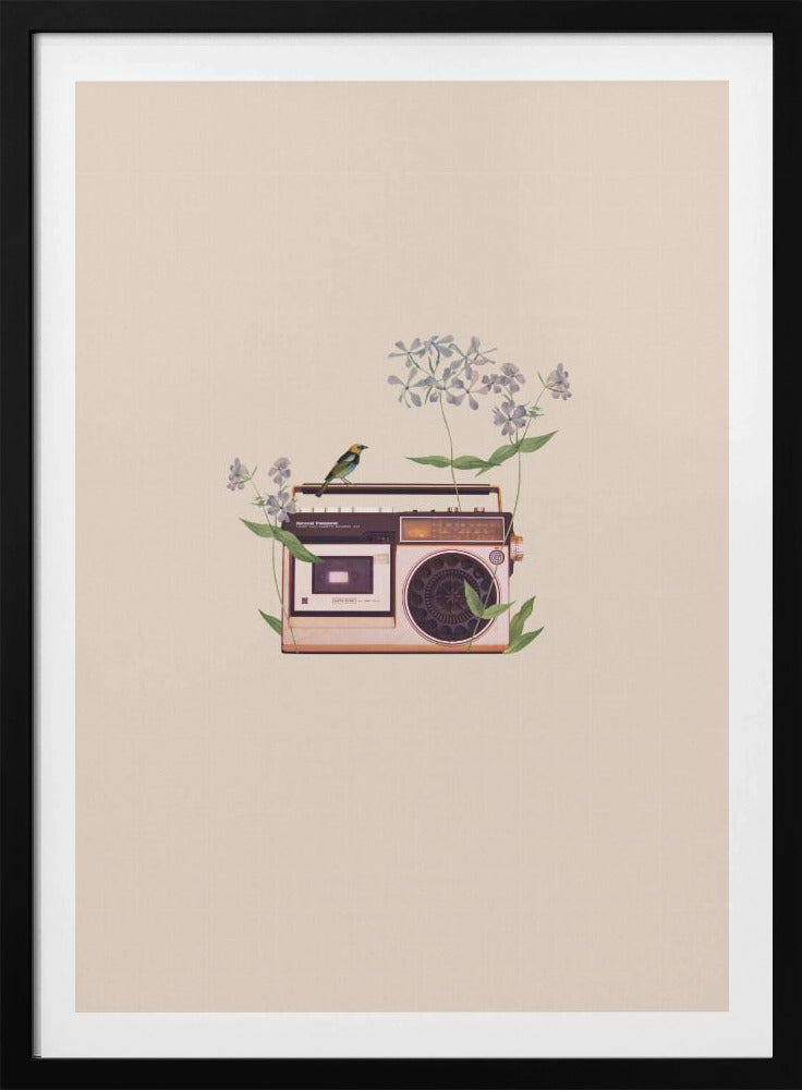 Vintage-Radio mit Blumenmuster | Poster