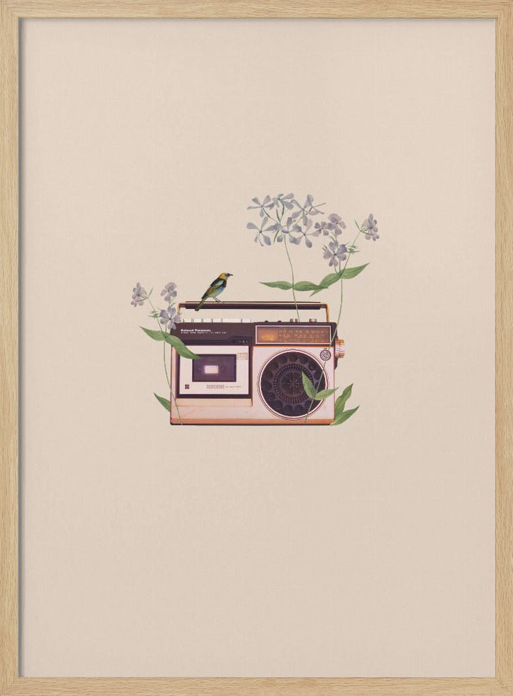 Vintage-Radio mit Blumenmuster | Poster