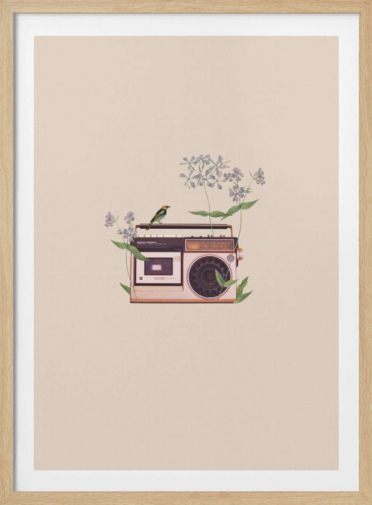 Vintage-Radio mit Blumenmuster | Poster