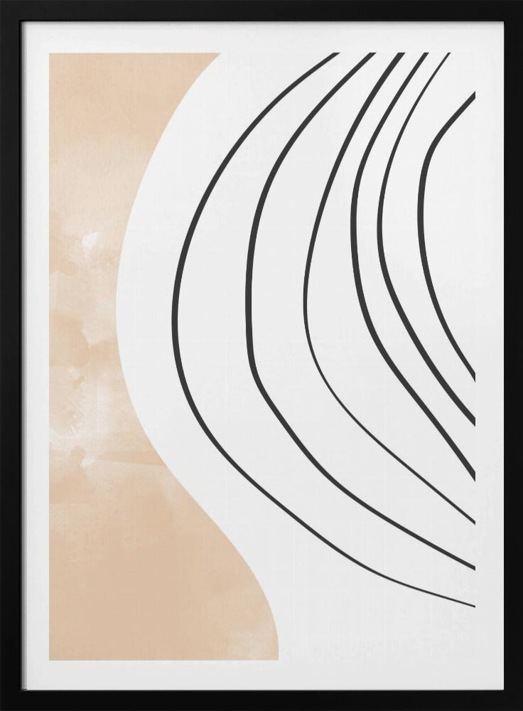Beige-Schwarze Strichzeichnung | Poster