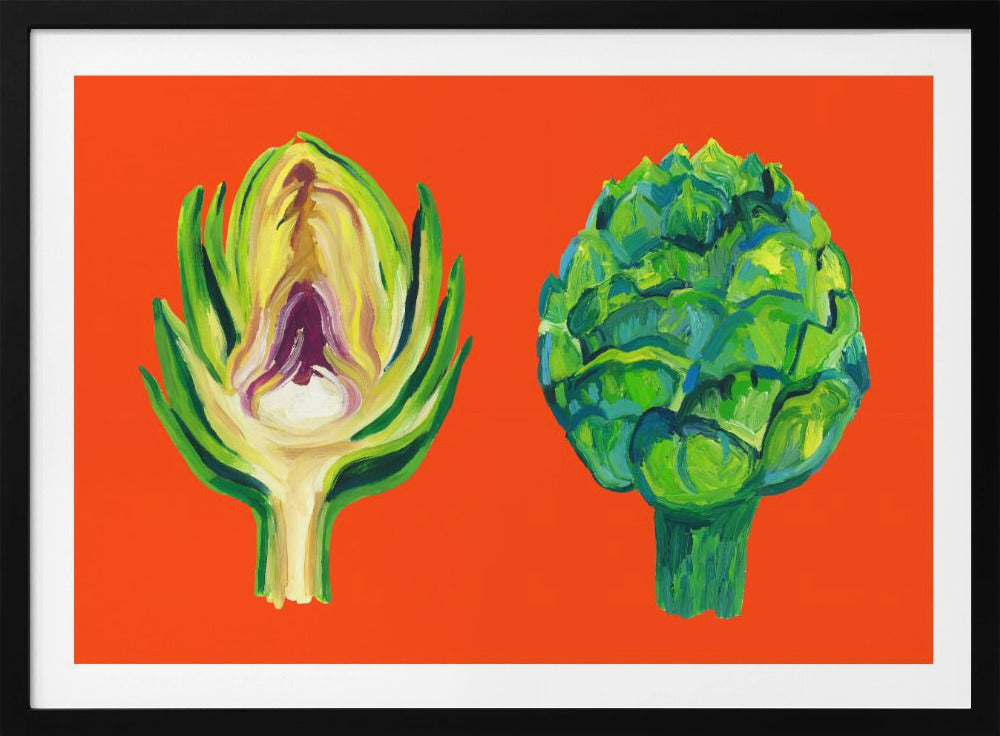 Artischocken auf Orange | Poster