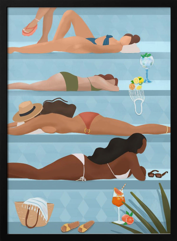 Damen am Pool | Poster