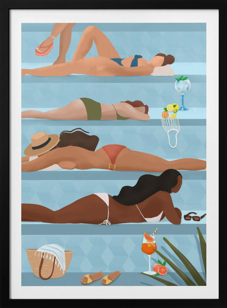 Damen am Pool | Poster