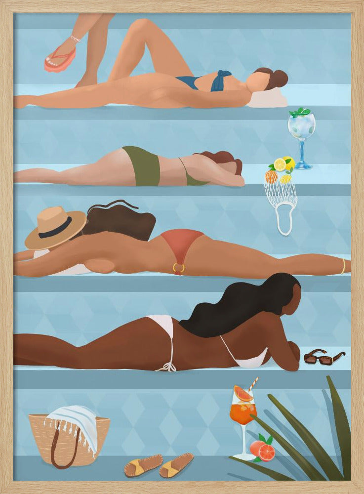 Damen am Pool | Poster