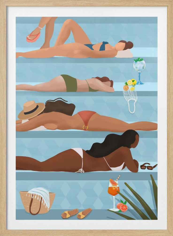 Damen am Pool | Poster