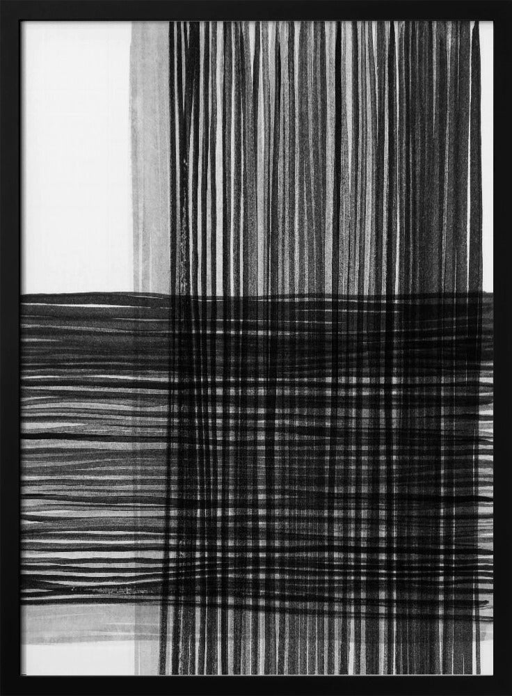 Black And Gray Lines Creating A Grid Pattern | Poster