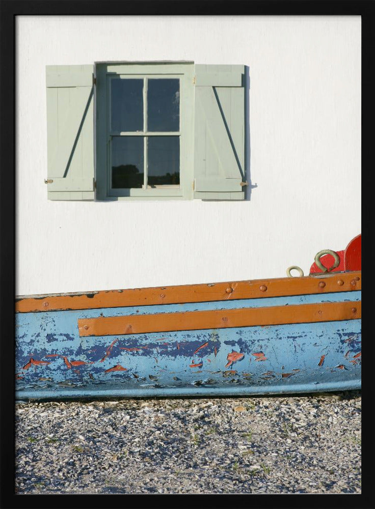Pastellfarbenes Fenster mit Fensterläden | Poster