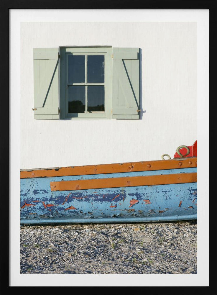 Pastellfarbenes Fenster mit Fensterläden | Poster