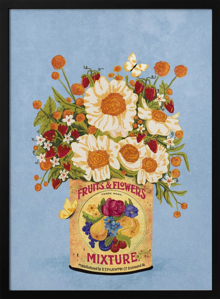 Blumen in einer Vintage-Teedose | Poster