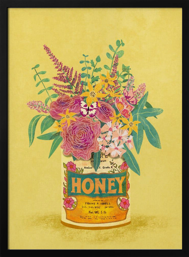 Blumen in einer Vintage-Honigdose | Poster