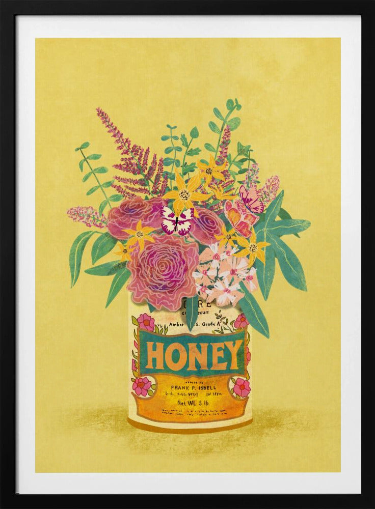 Blumen in einer Vintage-Honigdose | Poster