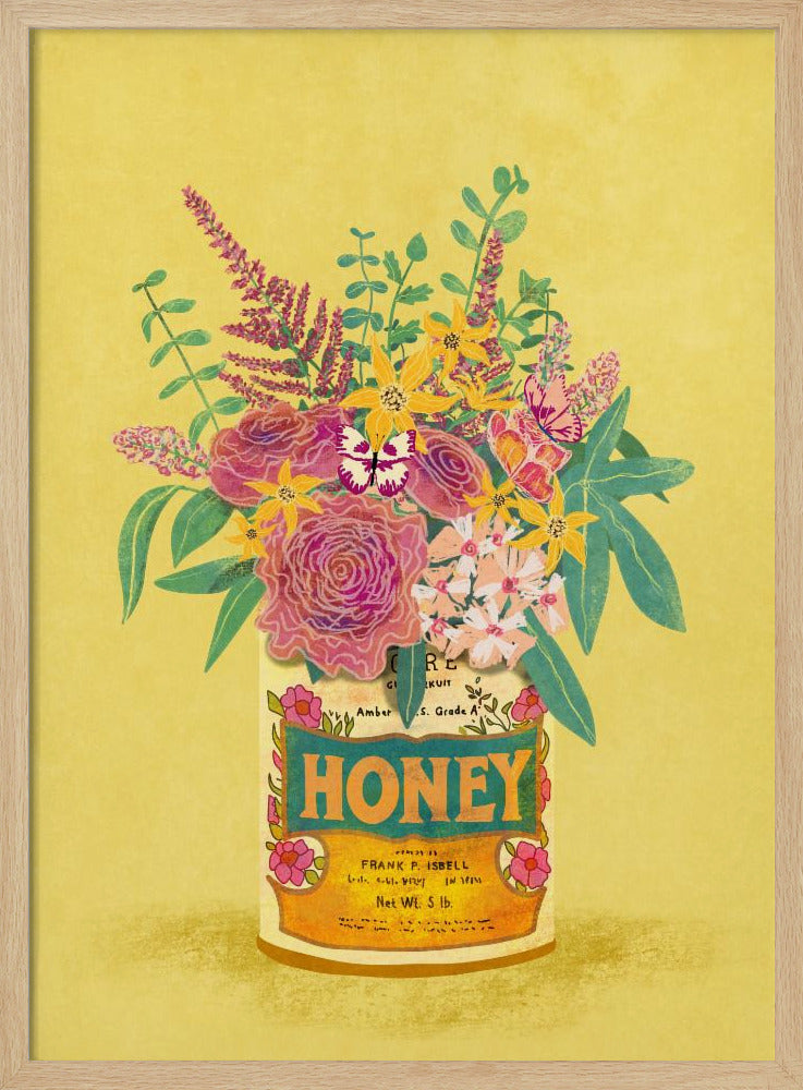 Blumen in einer Vintage-Honigdose | Poster