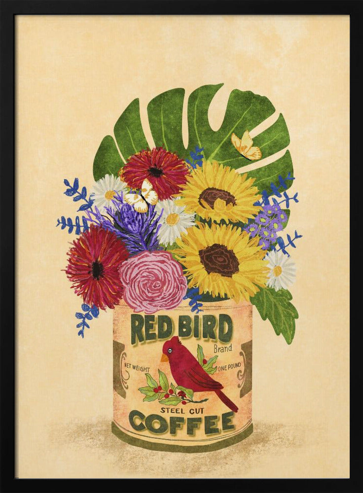 Blumen in einer Vintage-Kaffeedose | Poster