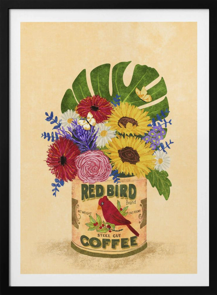 Blumen in einer Vintage-Kaffeedose | Poster
