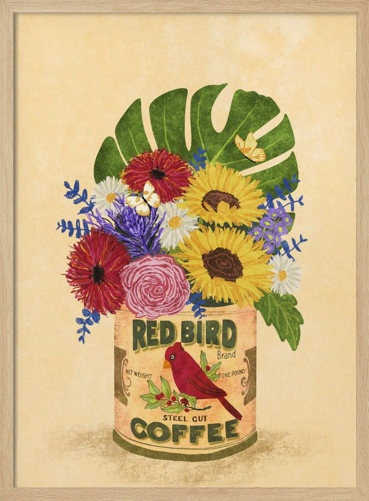 Blumen in einer Vintage-Kaffeedose | Poster