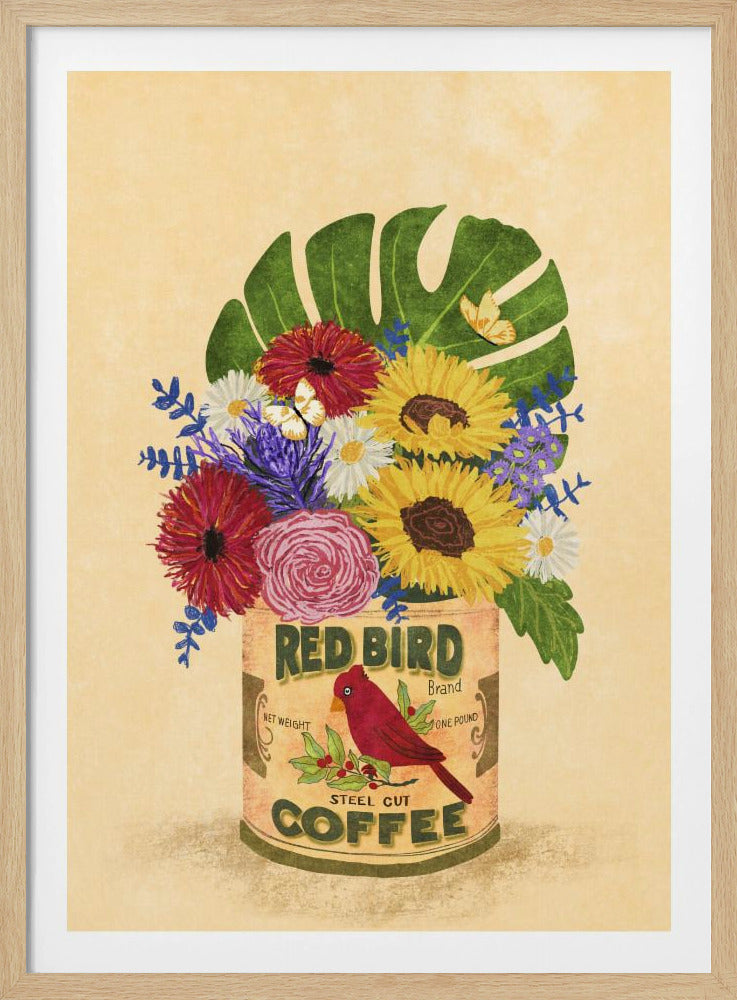Blumen in einer Vintage-Kaffeedose | Poster