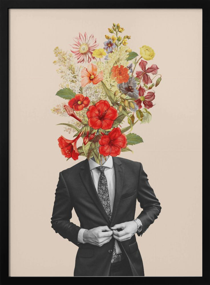 Mann mit roten Blumen | Poster
