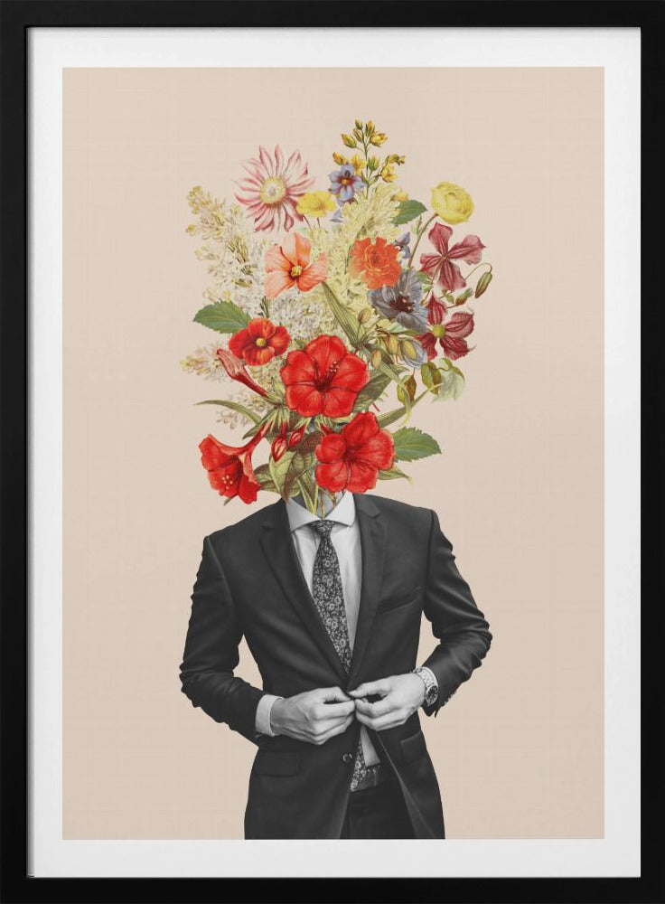 Mann mit roten Blumen | Poster