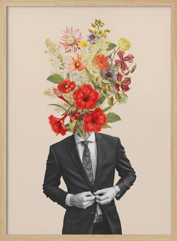 Mann mit roten Blumen | Poster
