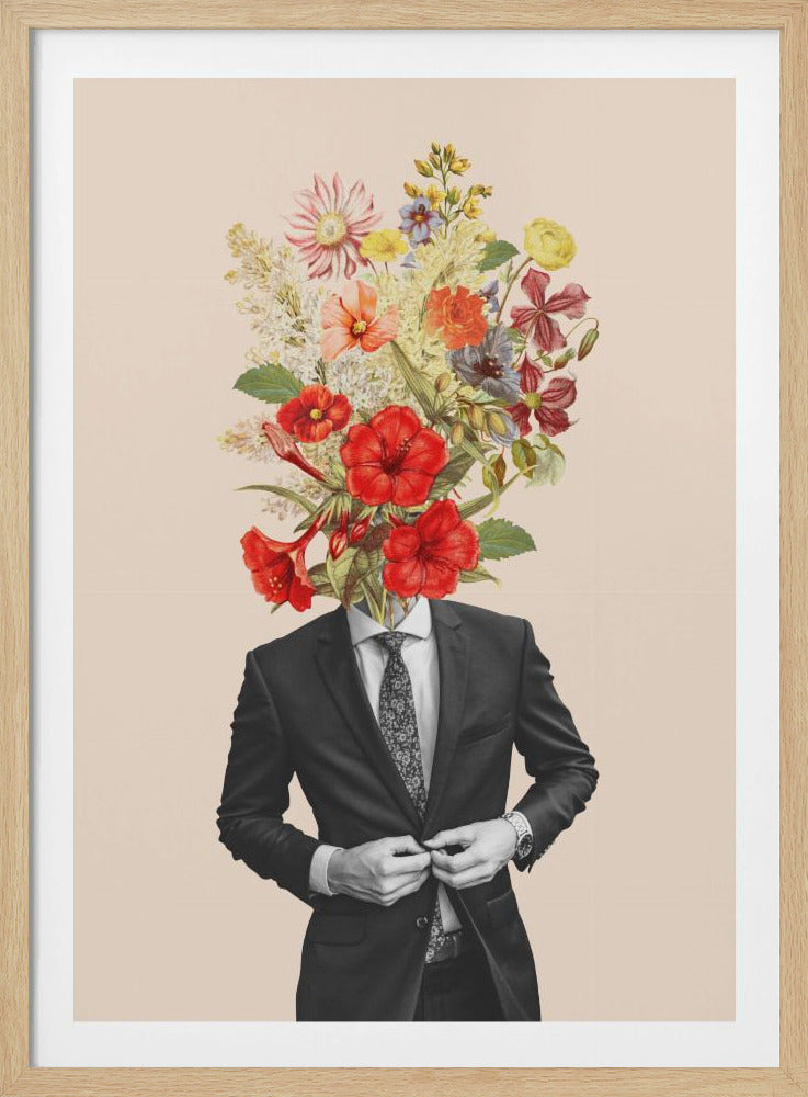 Mann mit roten Blumen | Poster