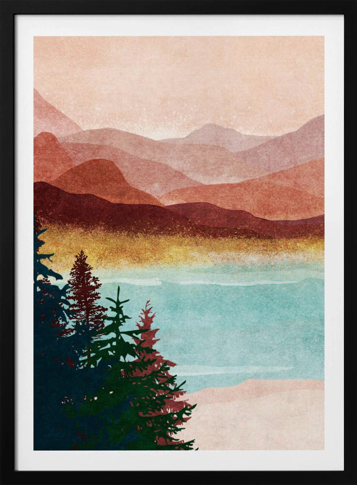 Nebeliges Bergglühen | Poster