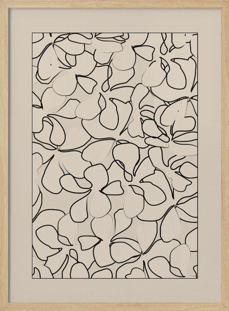 Seamless Pattern of Outlined Flowers | Poster