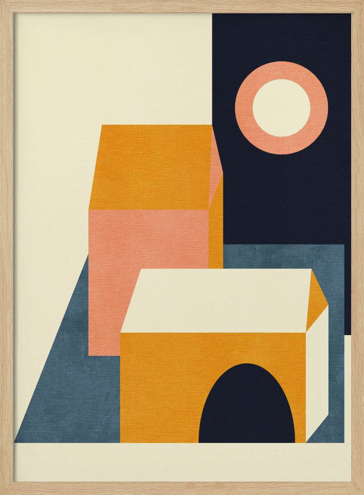 Rainbow Plus Shapes Blue Mustard11 | Poster