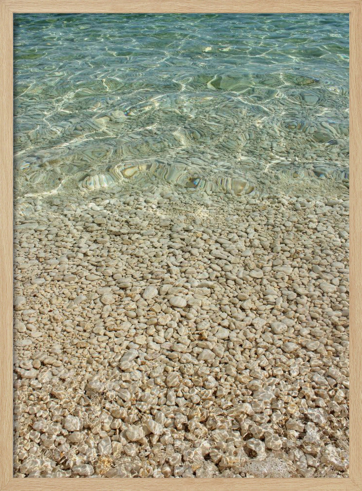 Aqua Ocean and Golden Pebbles | Poster