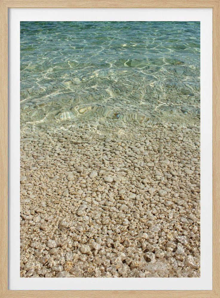 Aqua Ocean and Golden Pebbles | Poster
