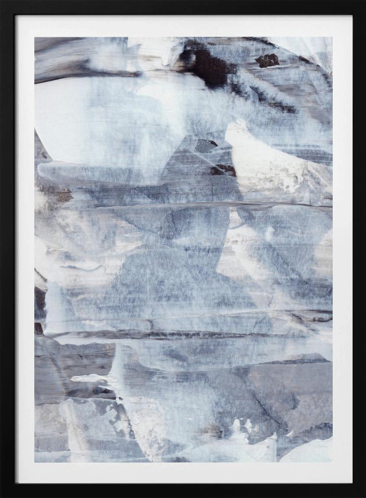 Pinselstriche in Graublau- und Weißtönen | Poster