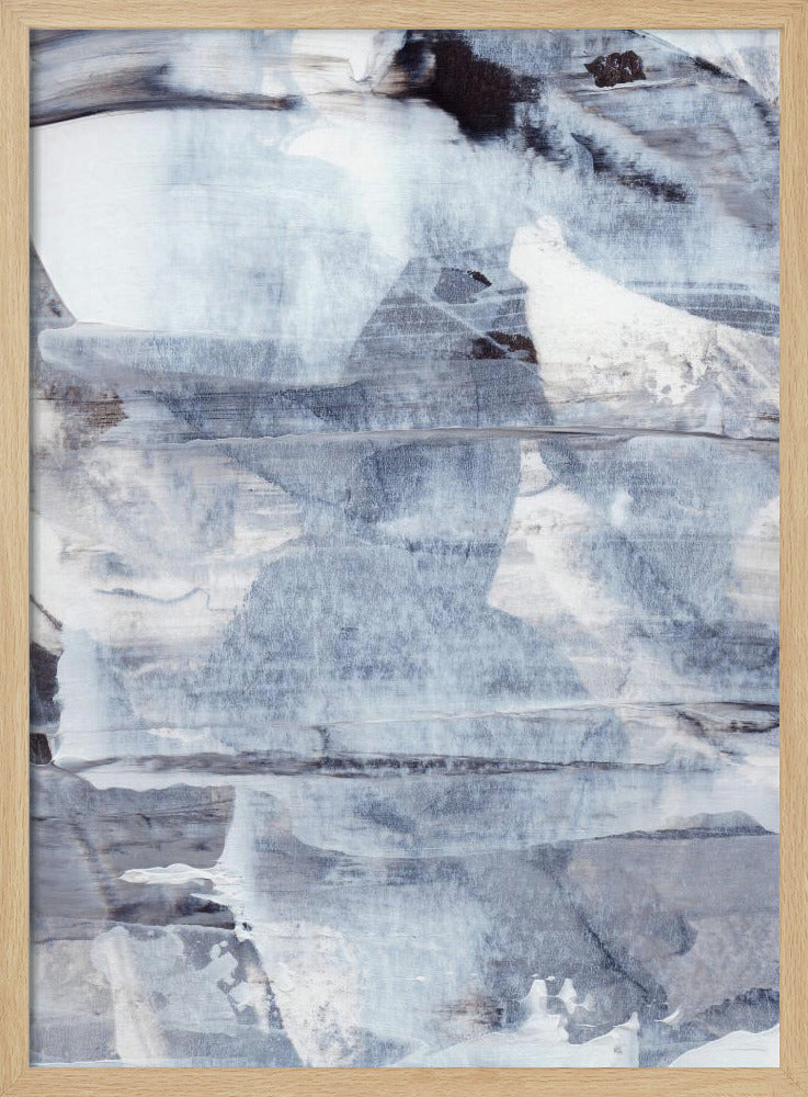 Pinselstriche in Graublau- und Weißtönen | Poster