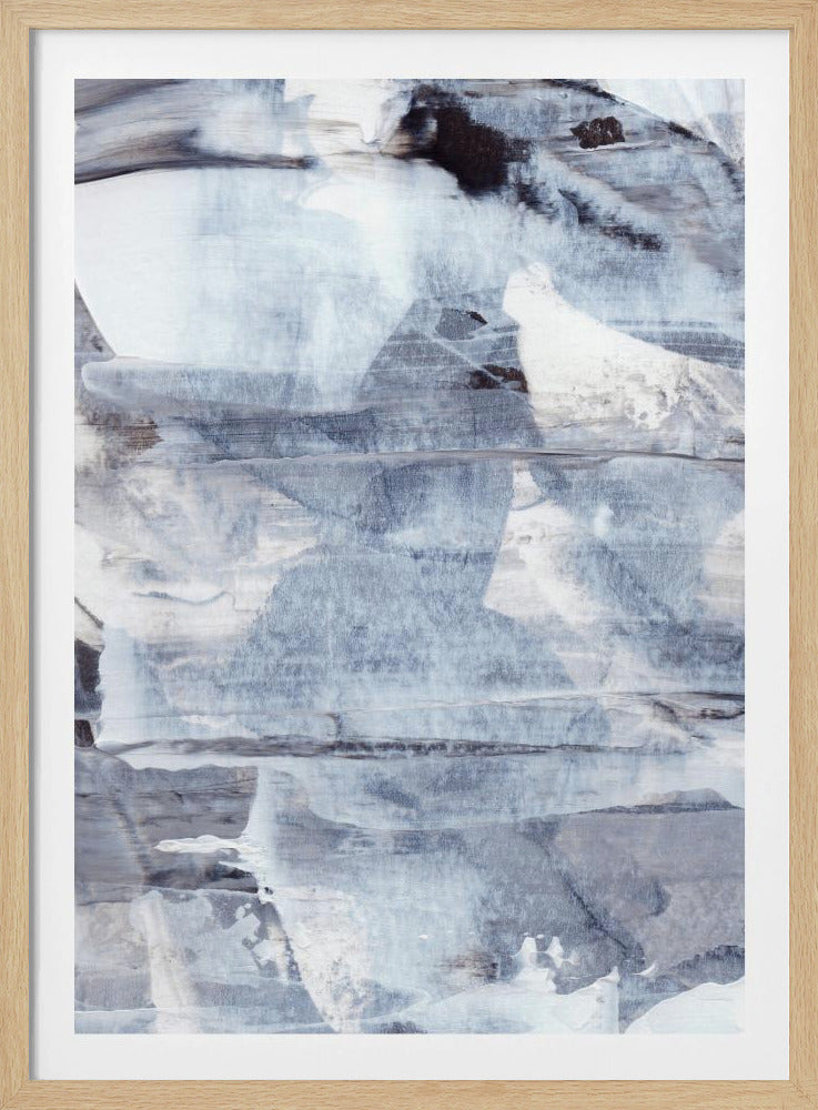 Pinselstriche in Graublau- und Weißtönen | Poster