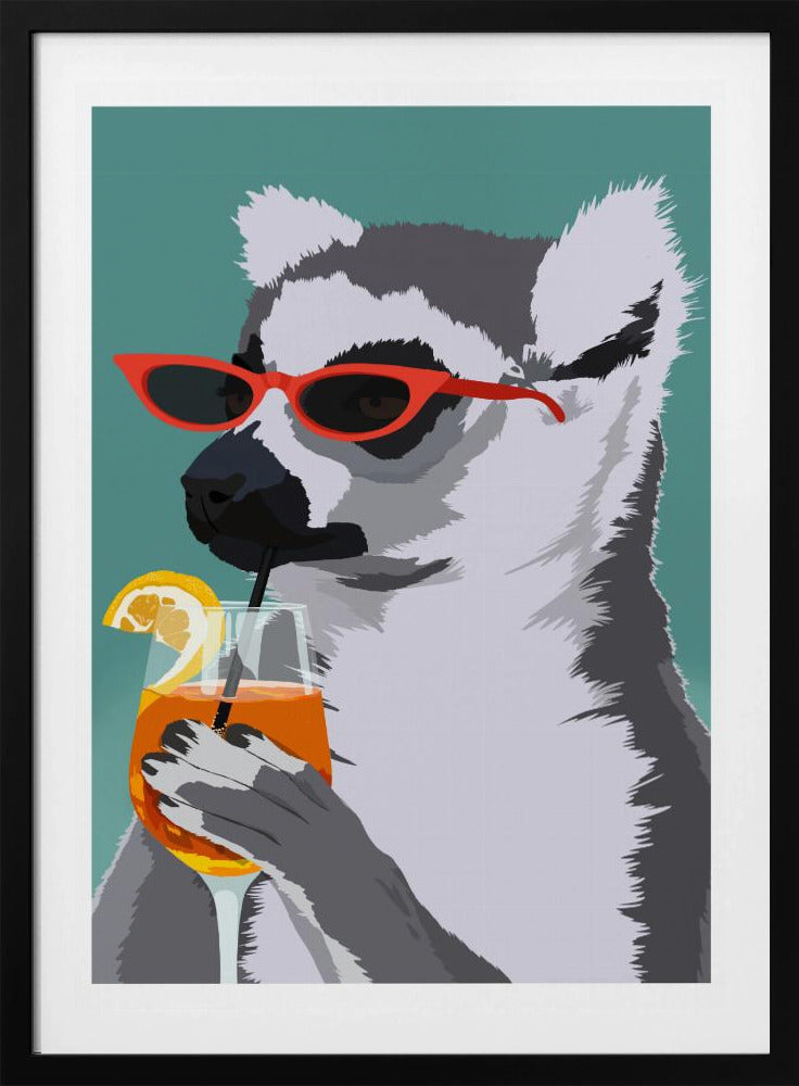 Jugdy Lemur mit Getränk | Poster
