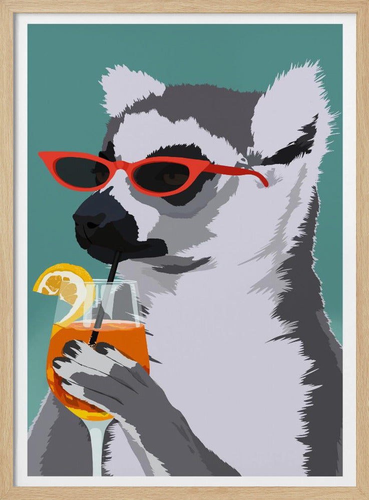 Jugdy Lemur mit Getränk | Poster