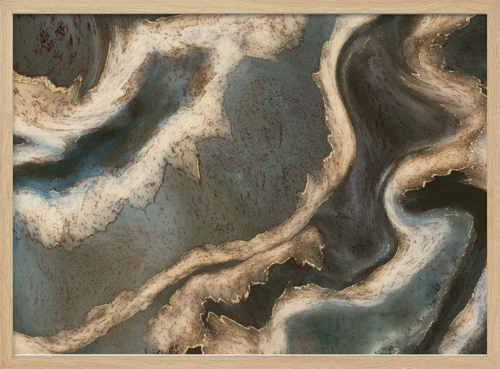 Alkoholtinte Grün Blau Gold Beige | Poster