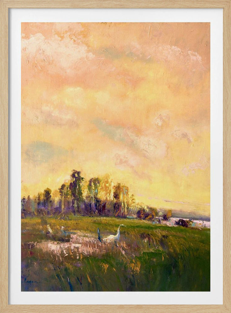 Sonnenbeschienene Wiesenlandschaft | Poster