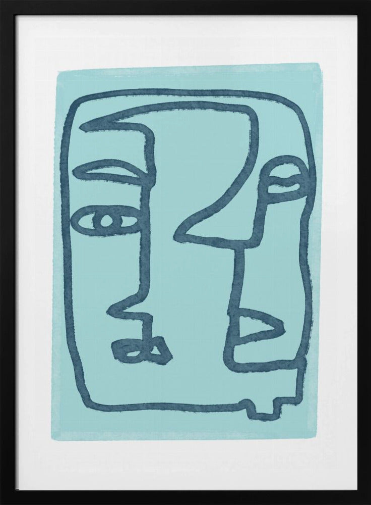 Blaue abstrakte Gesichter | Poster