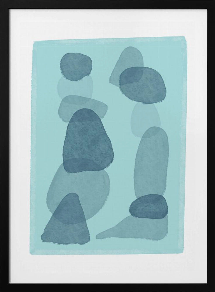 Aquarellflecken blau abstrakt minimal moderne Kunst | Poster