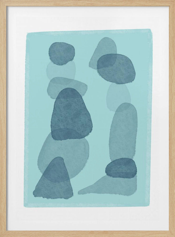 Aquarellflecken blau abstrakt minimal moderne Kunst | Poster
