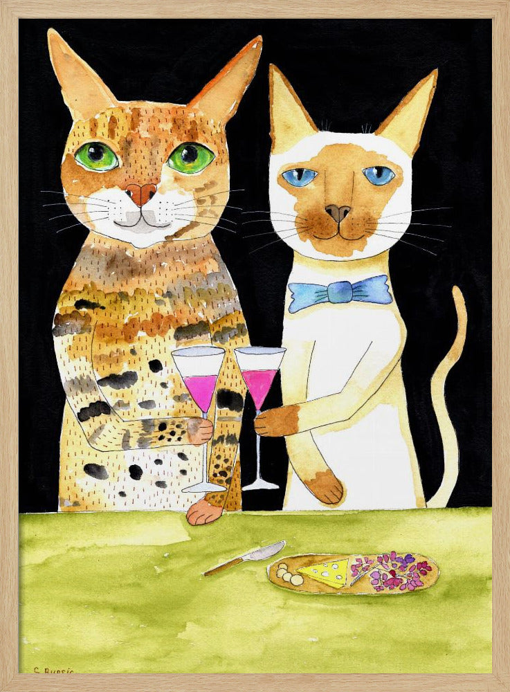 Katzen trinken beste Freunde | Poster