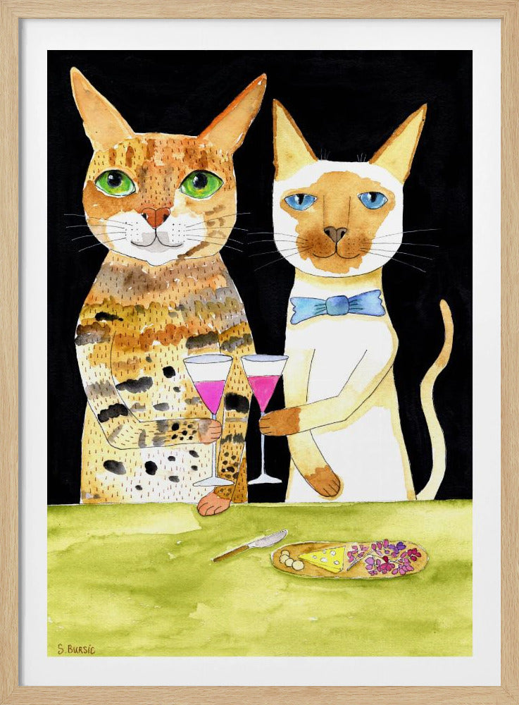 Katzen trinken beste Freunde | Poster
