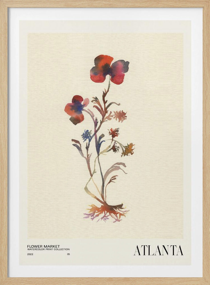 Aquarelldruck-Sammlung. Blumenmarkt – Atlanta | Poster