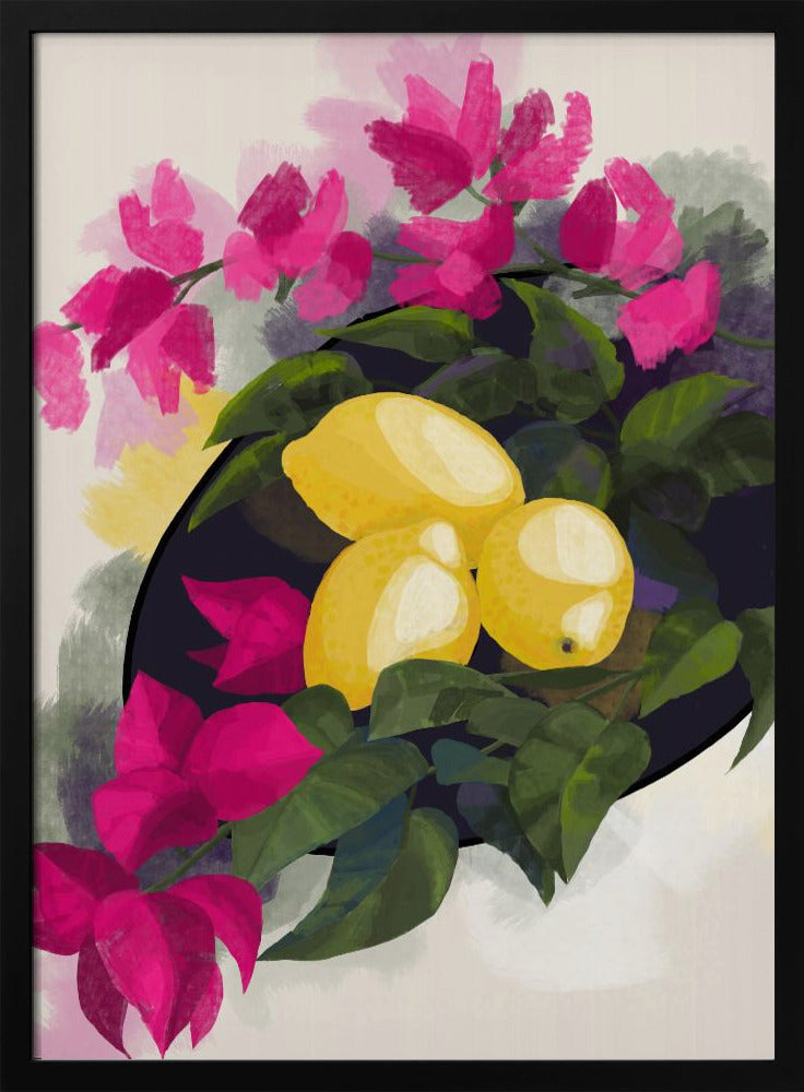 Bougainvillea und Zitronen | Poster